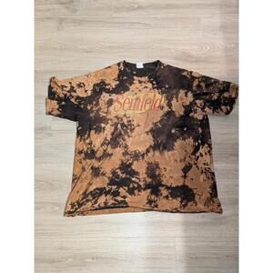 VTG 90s 100% Cotton Unisex Upcycled Bleach Tie-Dye Seinfeld T-Shirt Sz 2XL